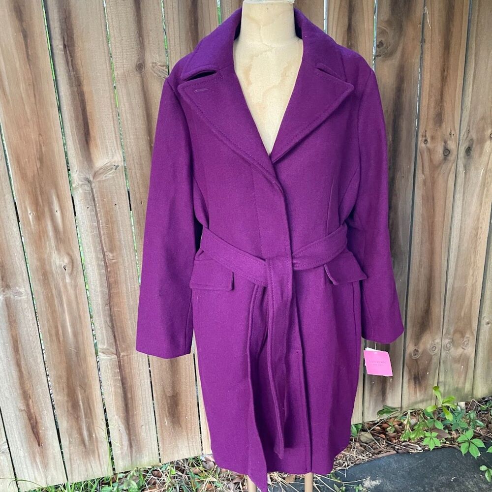 KATE SPADE New York PURPLE Big Lapel Wool Blend Dressy COAT XXL New With Tags